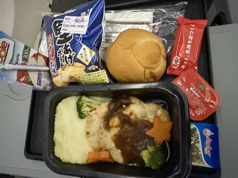 Singapore Airlines child's meal hamburger hard fried chips